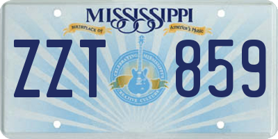 MS license plate ZZT859