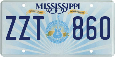 MS license plate ZZT860