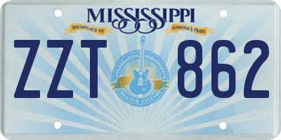 MS license plate ZZT862