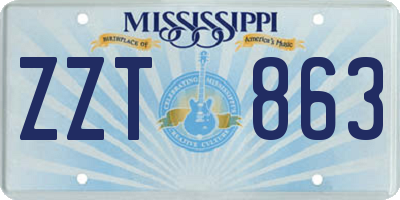 MS license plate ZZT863