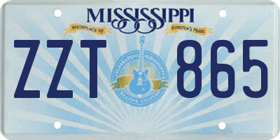 MS license plate ZZT865