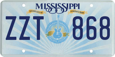 MS license plate ZZT868