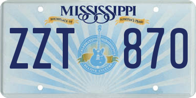 MS license plate ZZT870