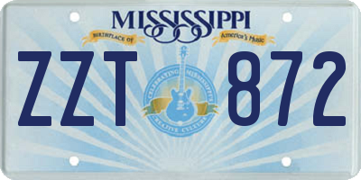 MS license plate ZZT872