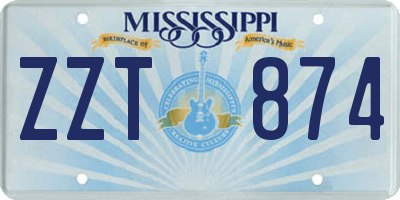 MS license plate ZZT874