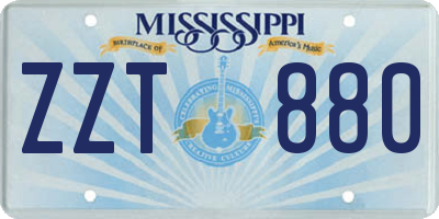 MS license plate ZZT880