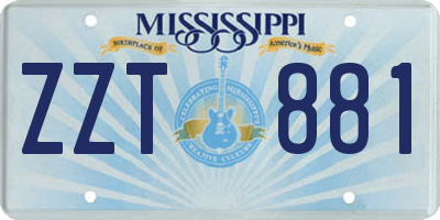 MS license plate ZZT881