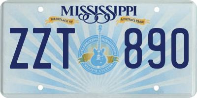 MS license plate ZZT890