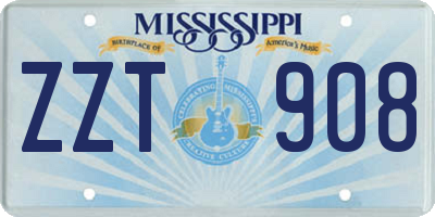 MS license plate ZZT908