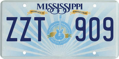 MS license plate ZZT909