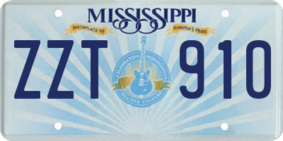 MS license plate ZZT910