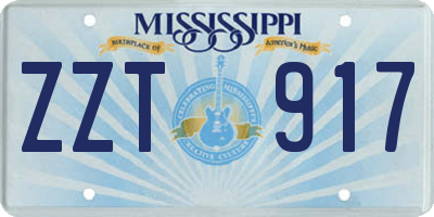 MS license plate ZZT917