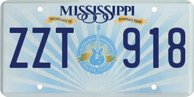 MS license plate ZZT918