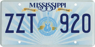 MS license plate ZZT920