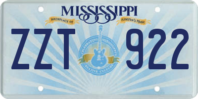 MS license plate ZZT922