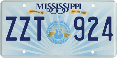 MS license plate ZZT924