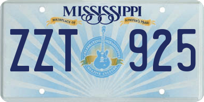 MS license plate ZZT925