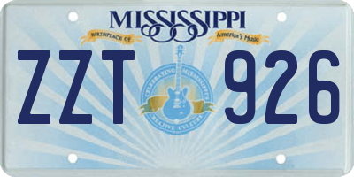 MS license plate ZZT926