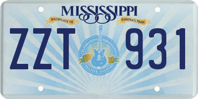 MS license plate ZZT931