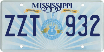 MS license plate ZZT932