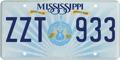 MS license plate ZZT933