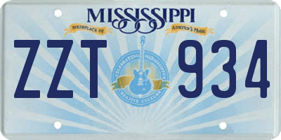 MS license plate ZZT934