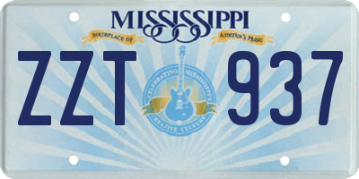 MS license plate ZZT937