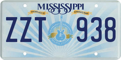 MS license plate ZZT938