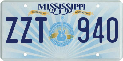 MS license plate ZZT940