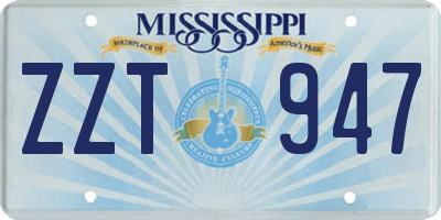 MS license plate ZZT947