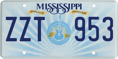 MS license plate ZZT953