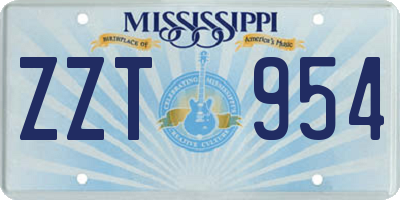 MS license plate ZZT954