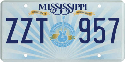 MS license plate ZZT957