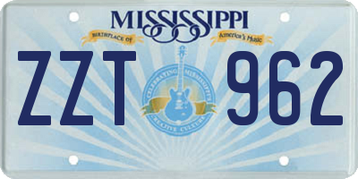 MS license plate ZZT962