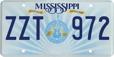 MS license plate ZZT972