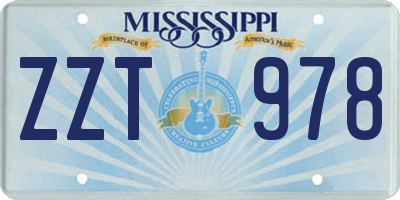 MS license plate ZZT978