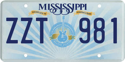 MS license plate ZZT981