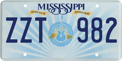 MS license plate ZZT982