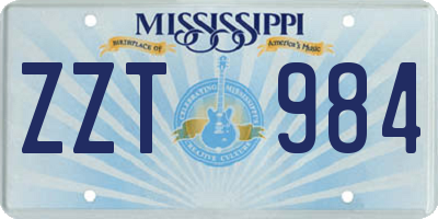 MS license plate ZZT984