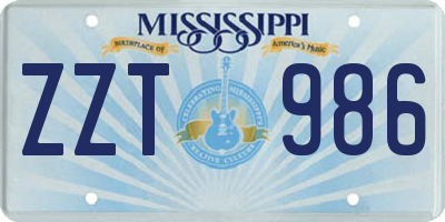 MS license plate ZZT986