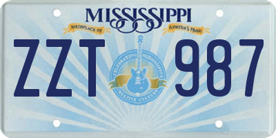 MS license plate ZZT987