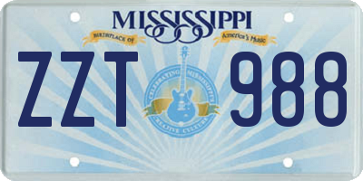 MS license plate ZZT988