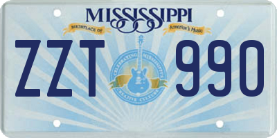 MS license plate ZZT990