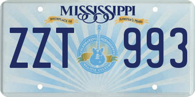 MS license plate ZZT993