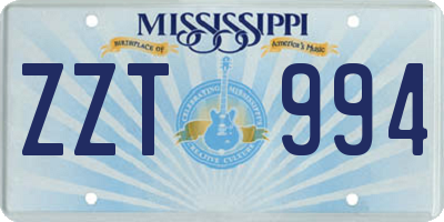 MS license plate ZZT994