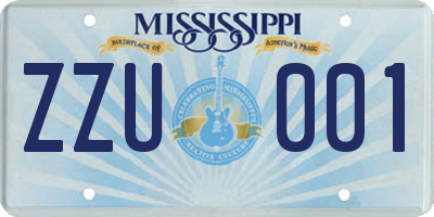 MS license plate ZZU001