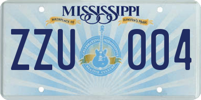 MS license plate ZZU004