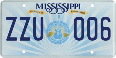 MS license plate ZZU006