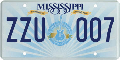 MS license plate ZZU007