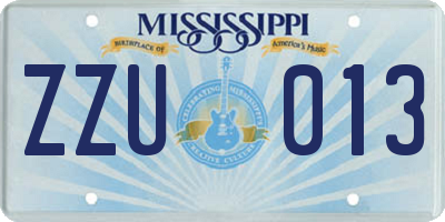 MS license plate ZZU013